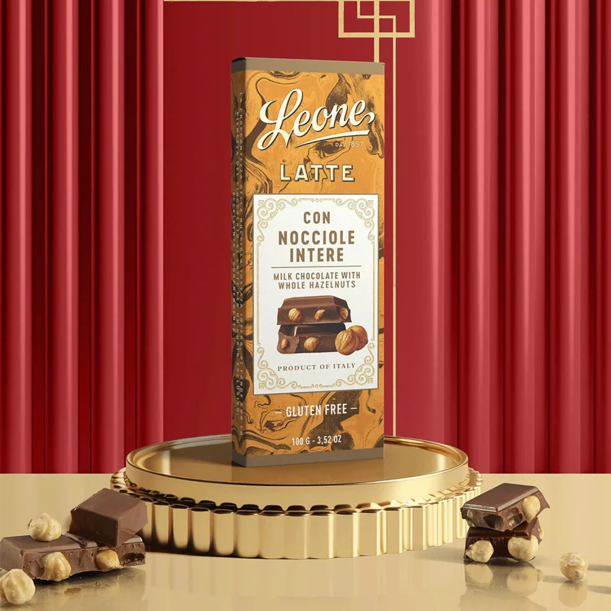 LEONE Tavoletta Cioccolato al Latte con Nocciole Intere 100g