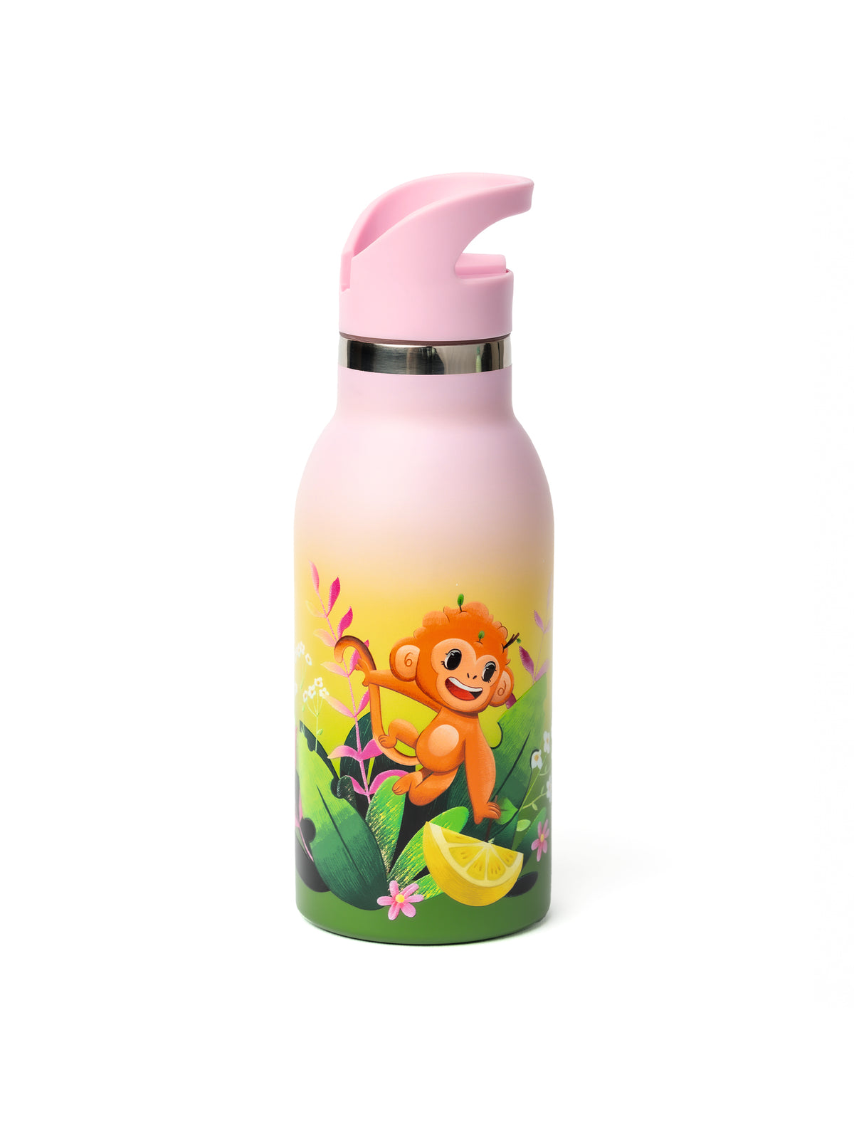 NEAVITA Bottiglia thermos ROSA Kids 400 ml - Scimmietta