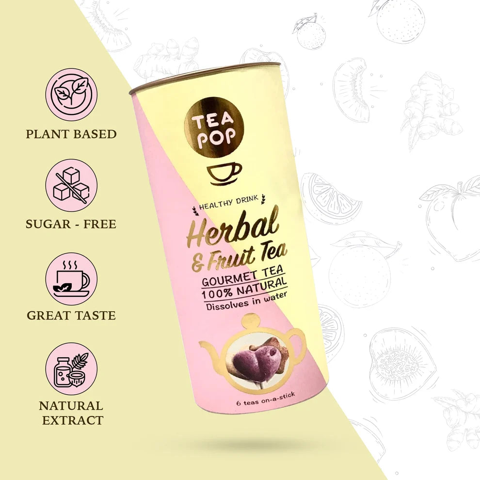 TEA POP Tè su Bastoncino Confezione Gourmet da 6 - Herbal &amp; Fruit Tea
