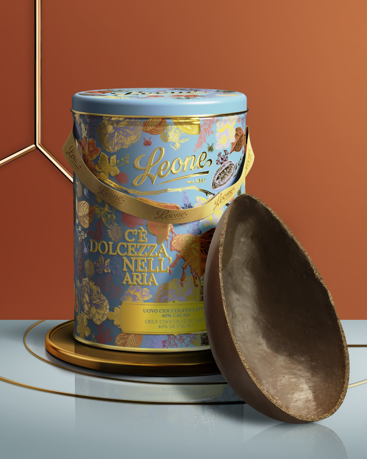 LEONE Collezione Giardino Segreto Uovo Cioccolato al latte 40% 300g in latta