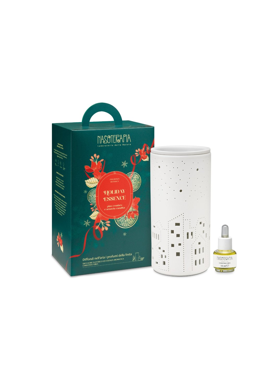 NASOTERAPIA Natale - Kit Holiday Essence Diffusore Elettrico Christmas Town con Essenza Aromatica