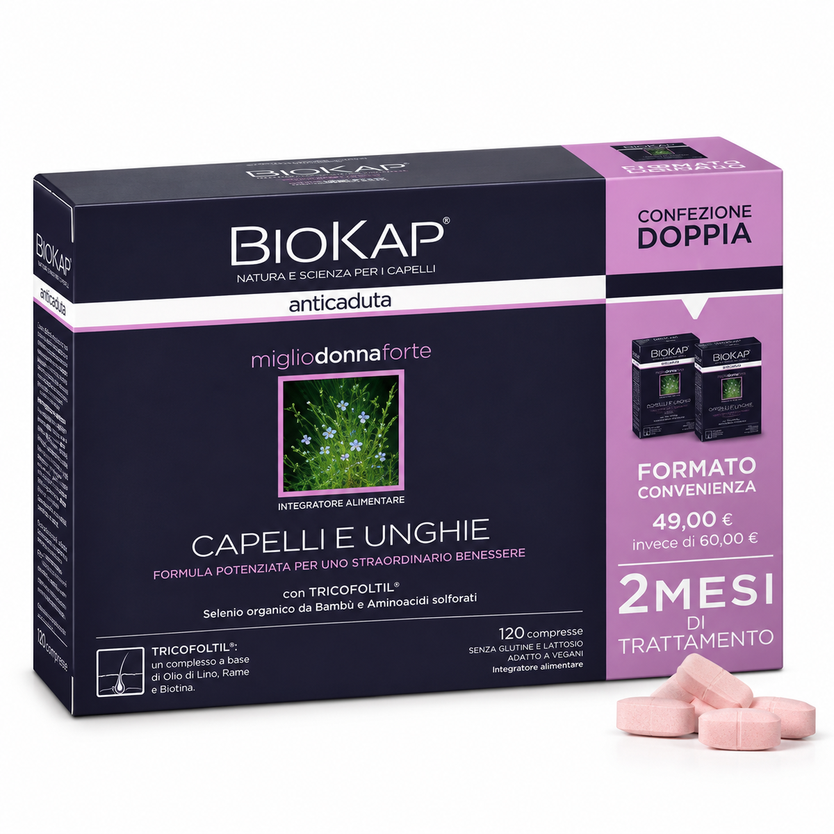 BIOS LINE Biokap Miglio Donna Forte Confezione Doppia 60+60 compresse Edizione Limitata
