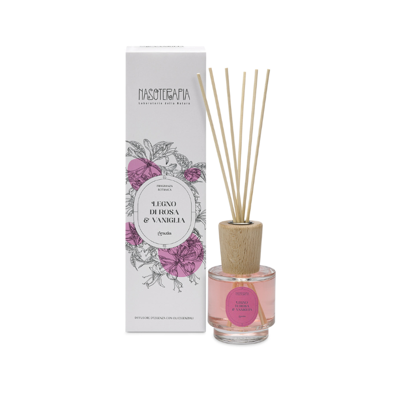 NASOTERAPIA Diffusore a Bastoncino Legno di Rosa e Vaniglia 100 ml
