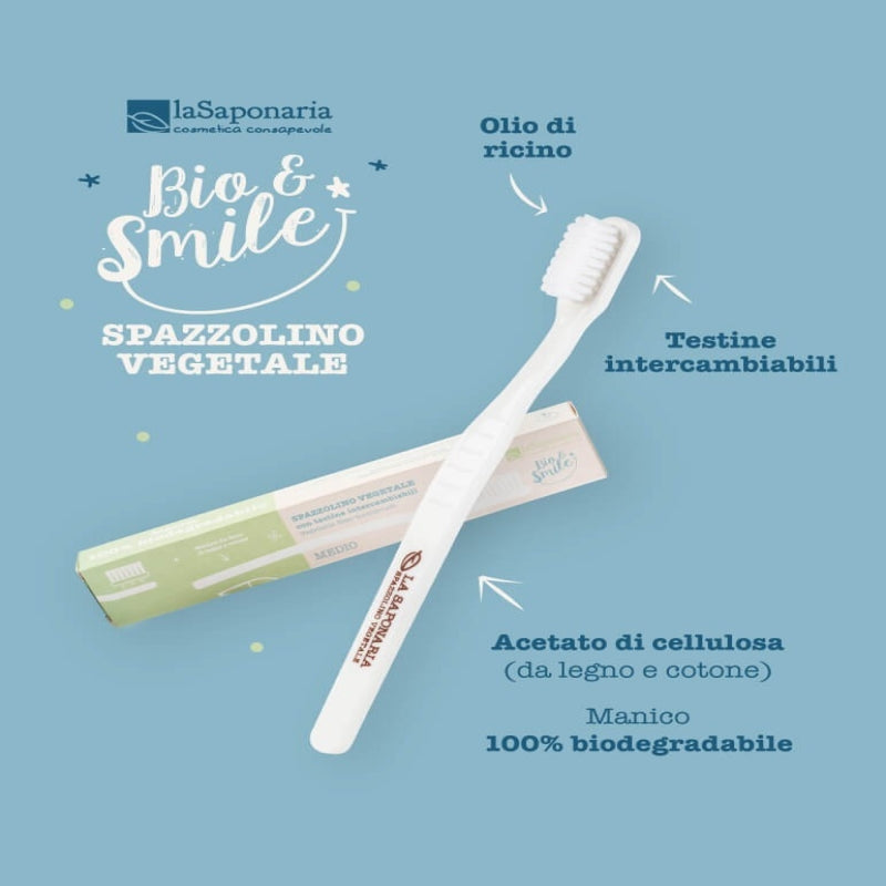 LA SAPONARIA Spazzolino Fibra Vegetale Setole Medie
