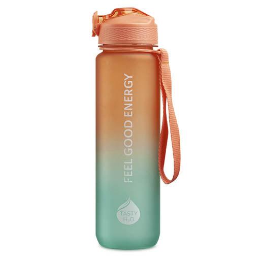 NEAVITA Flow Bottle - Bottiglia Motivazionale Arancione/Verde 1l