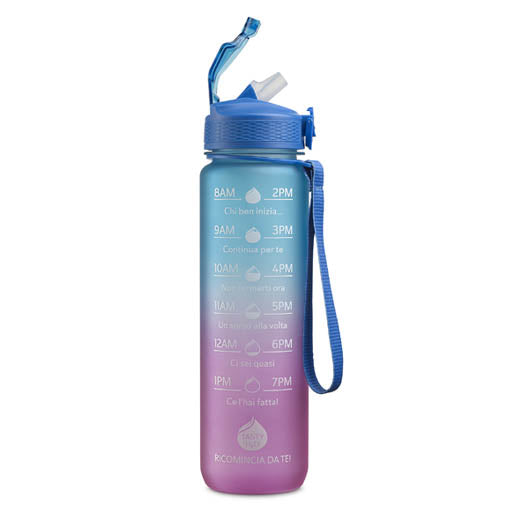 NEAVITA Flow Bottle - Bottiglia Motivazionale Blu/Rosa 1l