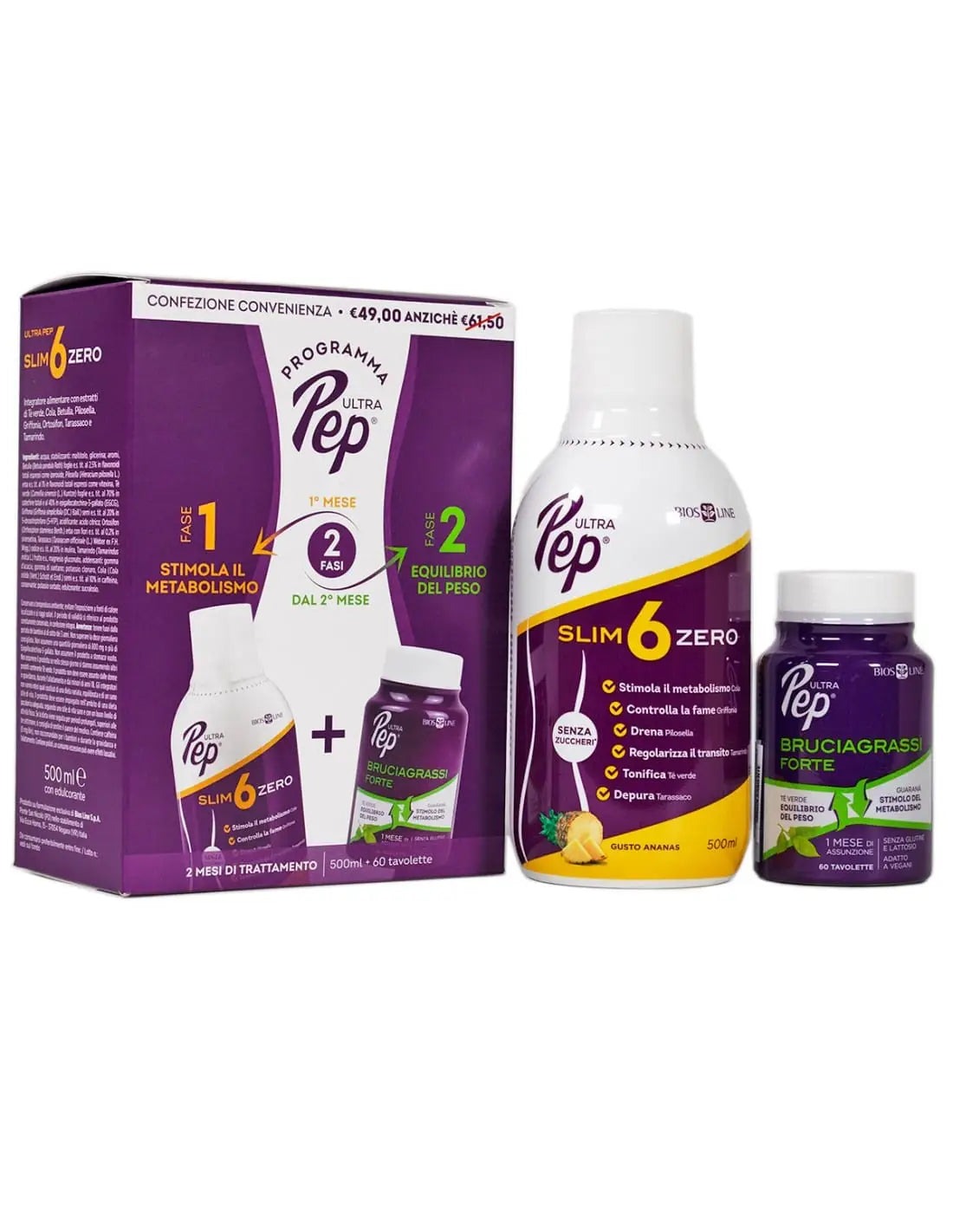 BIOS LINE Ultra Pep Protocollo Silim 6 Zero 500ml + Bruciagrassi Forte