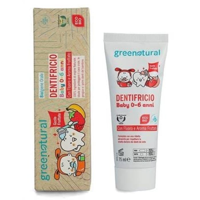 Green Natural Dentifricio Baby - con Fluoro e Aroma Fruttato - 0/6 anni